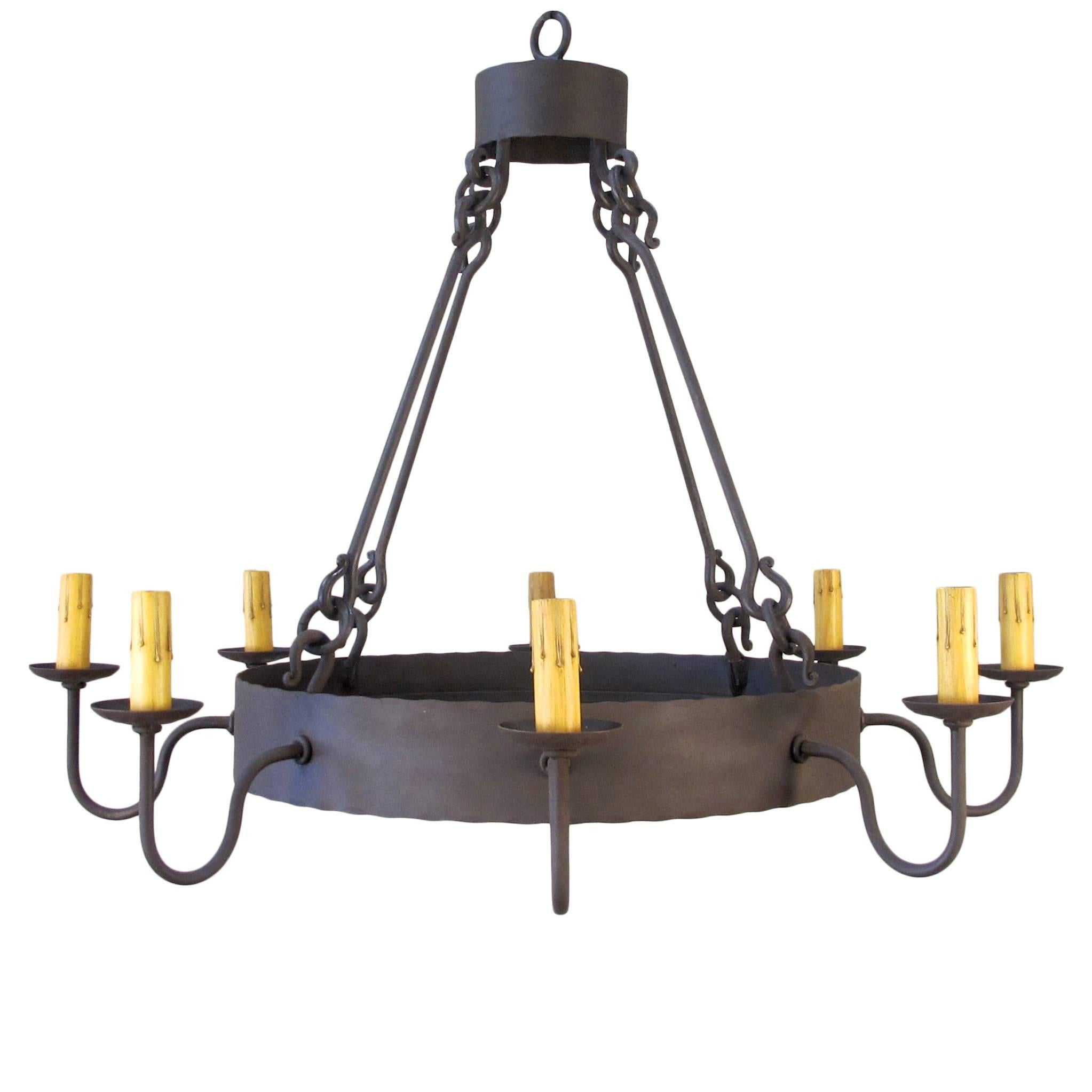 Large Swoop Arm Chandelier with Vintage Italian Mirrored Candlestick at