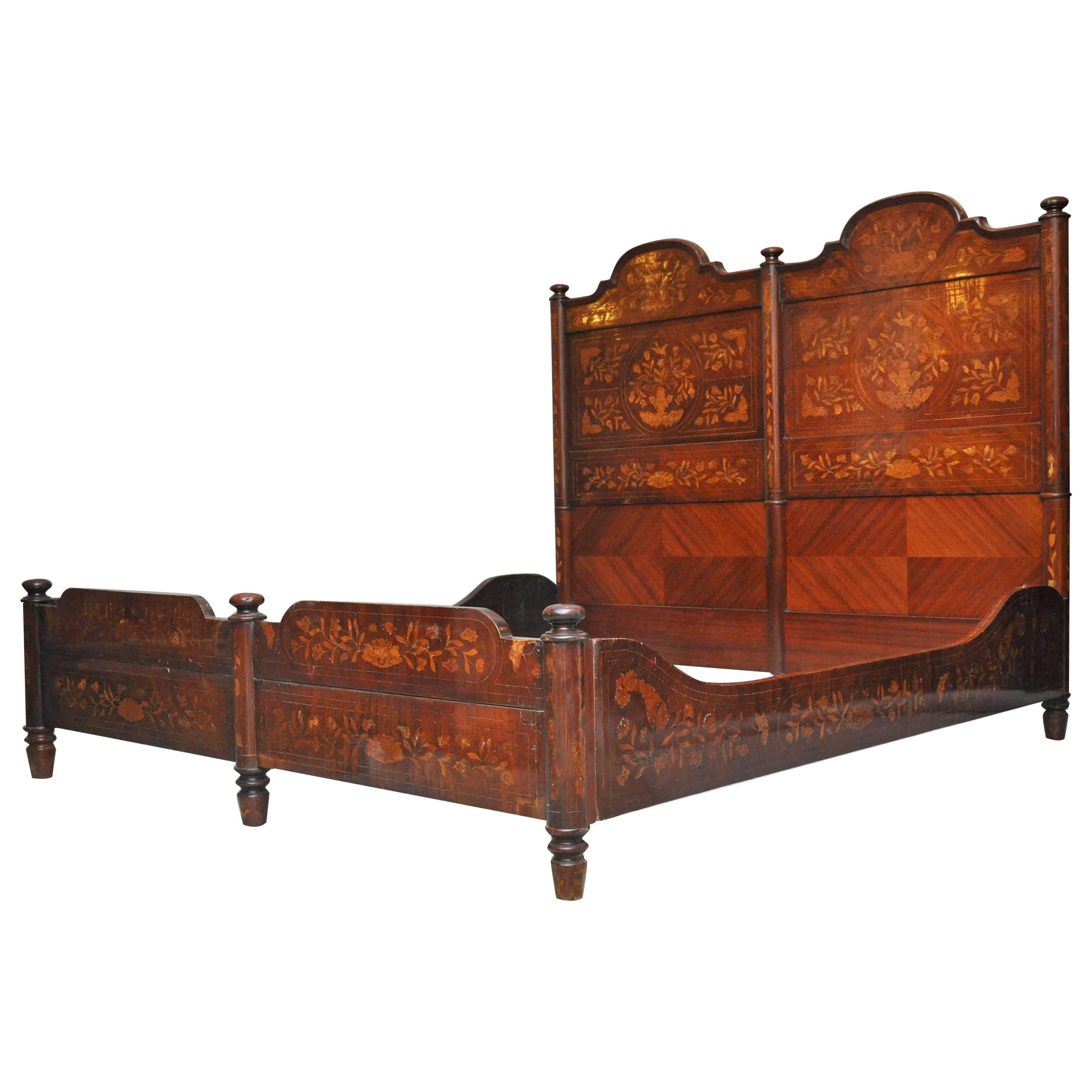 18th Century Dutch Marquetry King-Size Bed For Sale