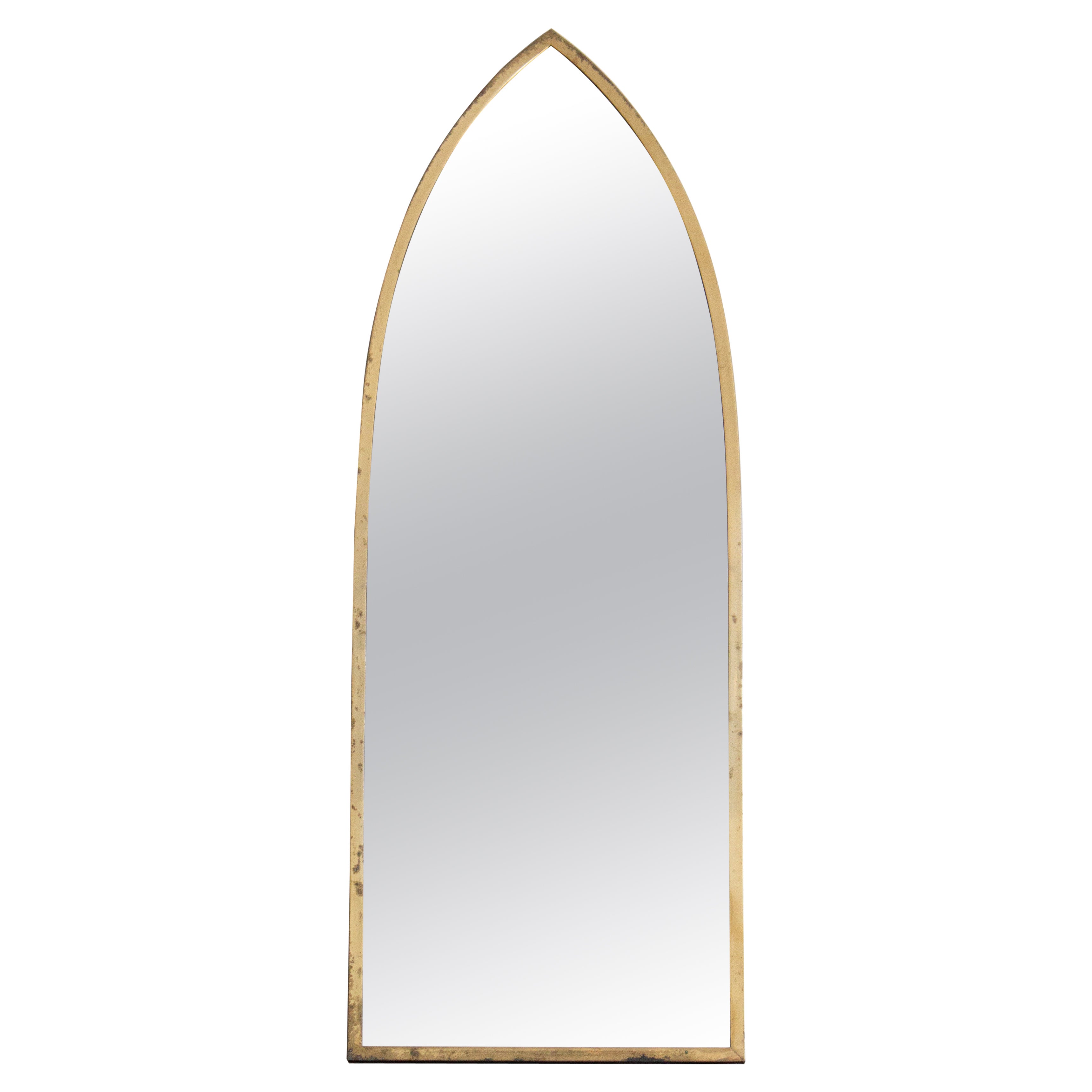 Brass Cathedral Arch Mirror, Italy 1950s For Sale