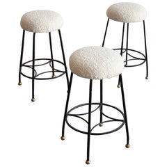 Studio Made Iron Counter Stools, a Set of 3