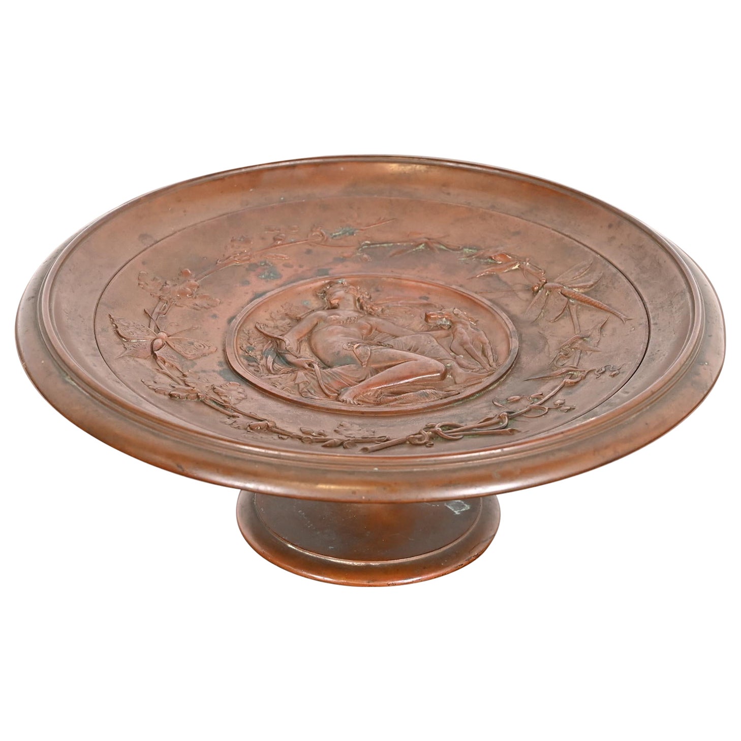 Tiffany & Co. Style Antique Victorian Patinated Copper Footed Centerpiece Bowl