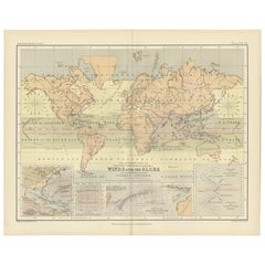 Antique Wind and Hurricane Map by A.K. Johnston – Meteorological Chart 1852