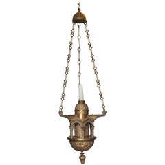 Large Antique Cathedral Bronze and Brass Candle Chandelier, New York, 1920