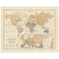 Antique Ethnographic Map of the World by A.K. Johnston – Races of Man Chart 1852