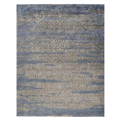 LINA Hand Knotted Rug in Yale Blue And Rust Colours by Hands