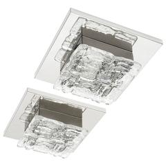 Pair of Kalmar Brutalist Glass and Polished Steel Flush Mounts, 1970s 10