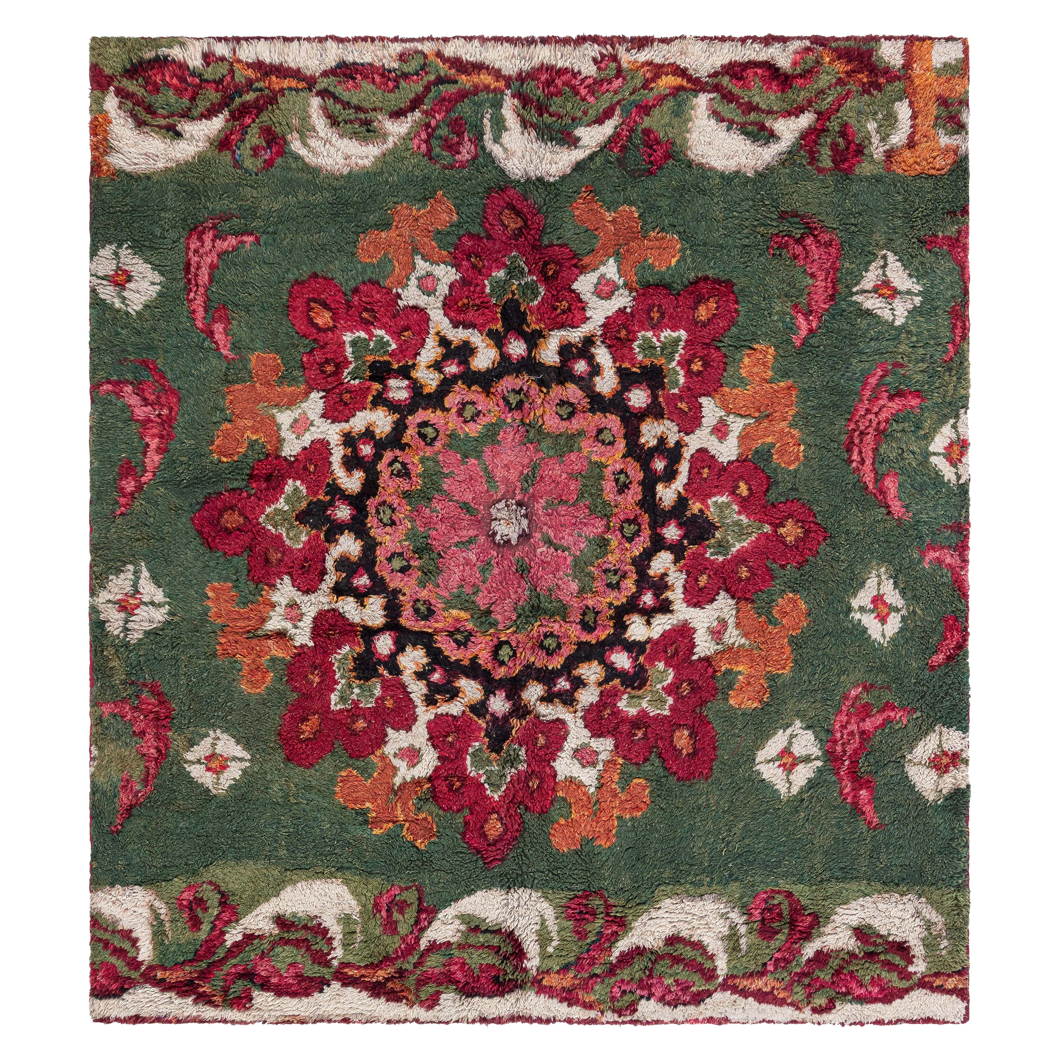 Doris Leslie Blau 19th Century French Green Red fragment Rug