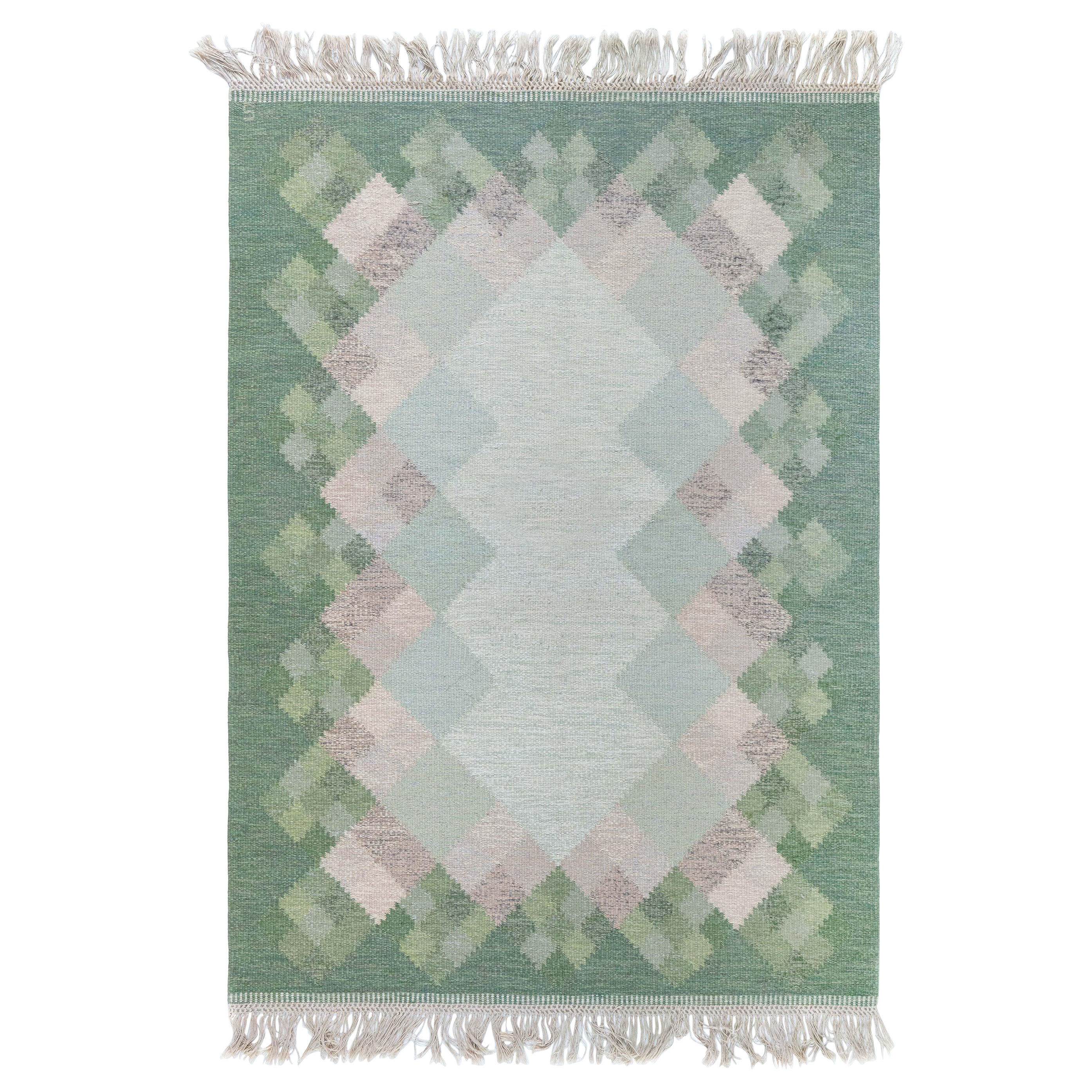 Doris Leslie Blau "Opal" - Midcentury Swedish Flat Woven Rug by Brita Svefors For Sale