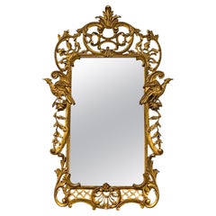 Early Italian Carved Giltwood Chinese Chippendale Style Mirror W/ Ho Ho Birds