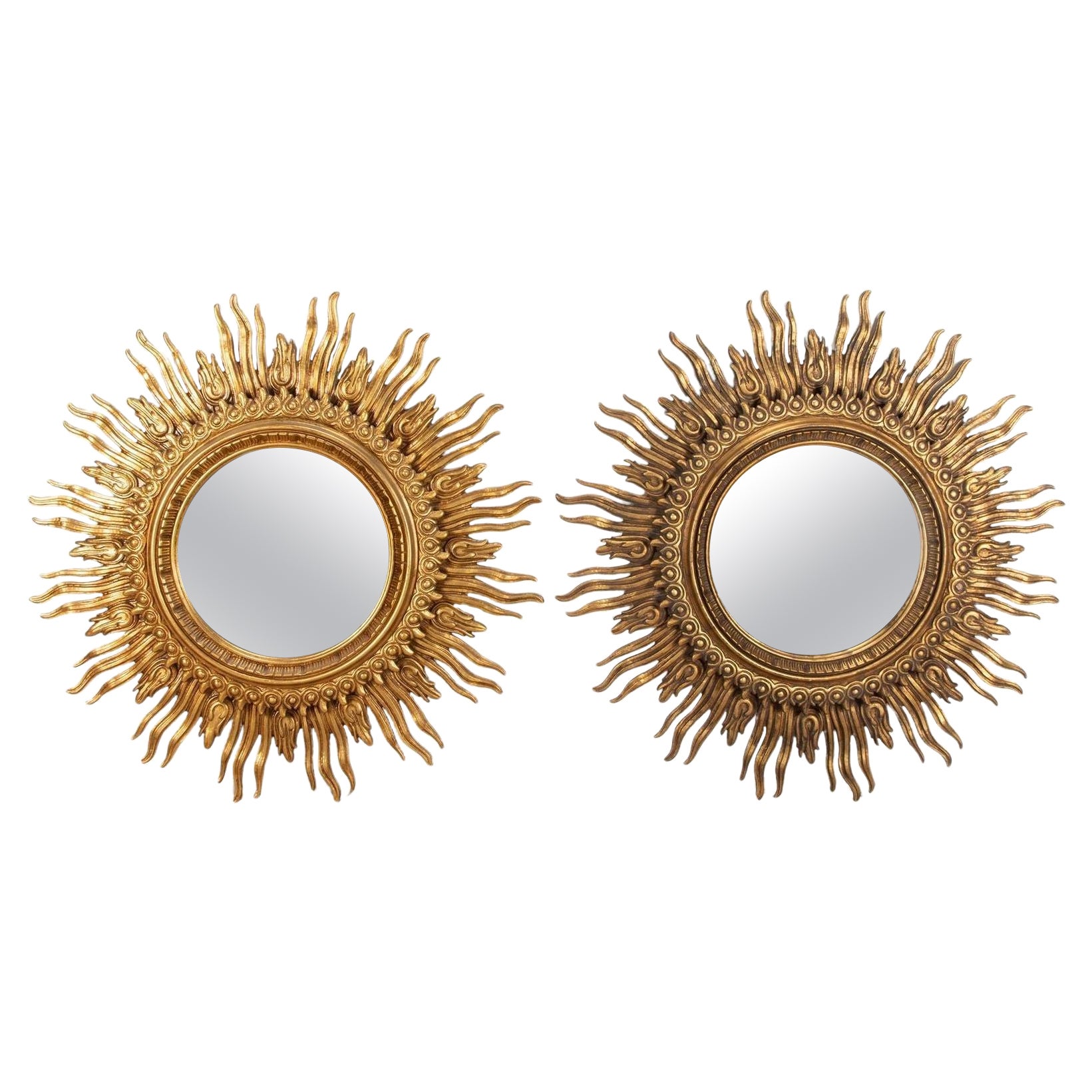 Pair of Large Mid-Century Spanish Sunburst Mirrors by Francisco Hurtado For Sale