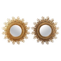 Pair of Large Mid-Century Spanish Sunburst Mirrors by Francisco Hurtado