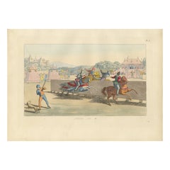 Medieval Tournament Joust Scene with Knights and Spectators, 1845