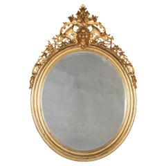 Large 19th Century French Renaissance Style Oval Giltwood Mirror