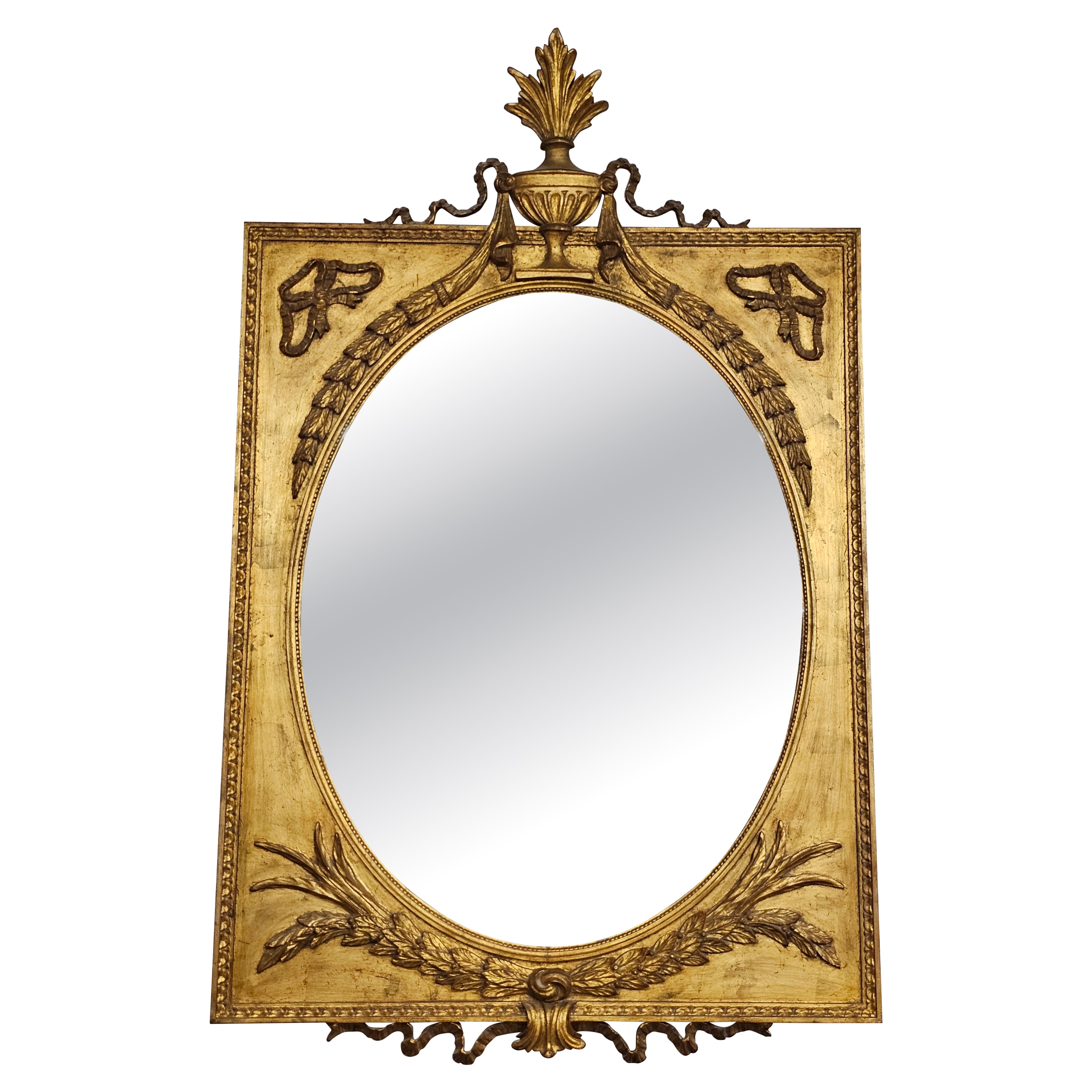 Louis XVI Style Carved and Ornate Giltwood  Frame Mirror For Sale