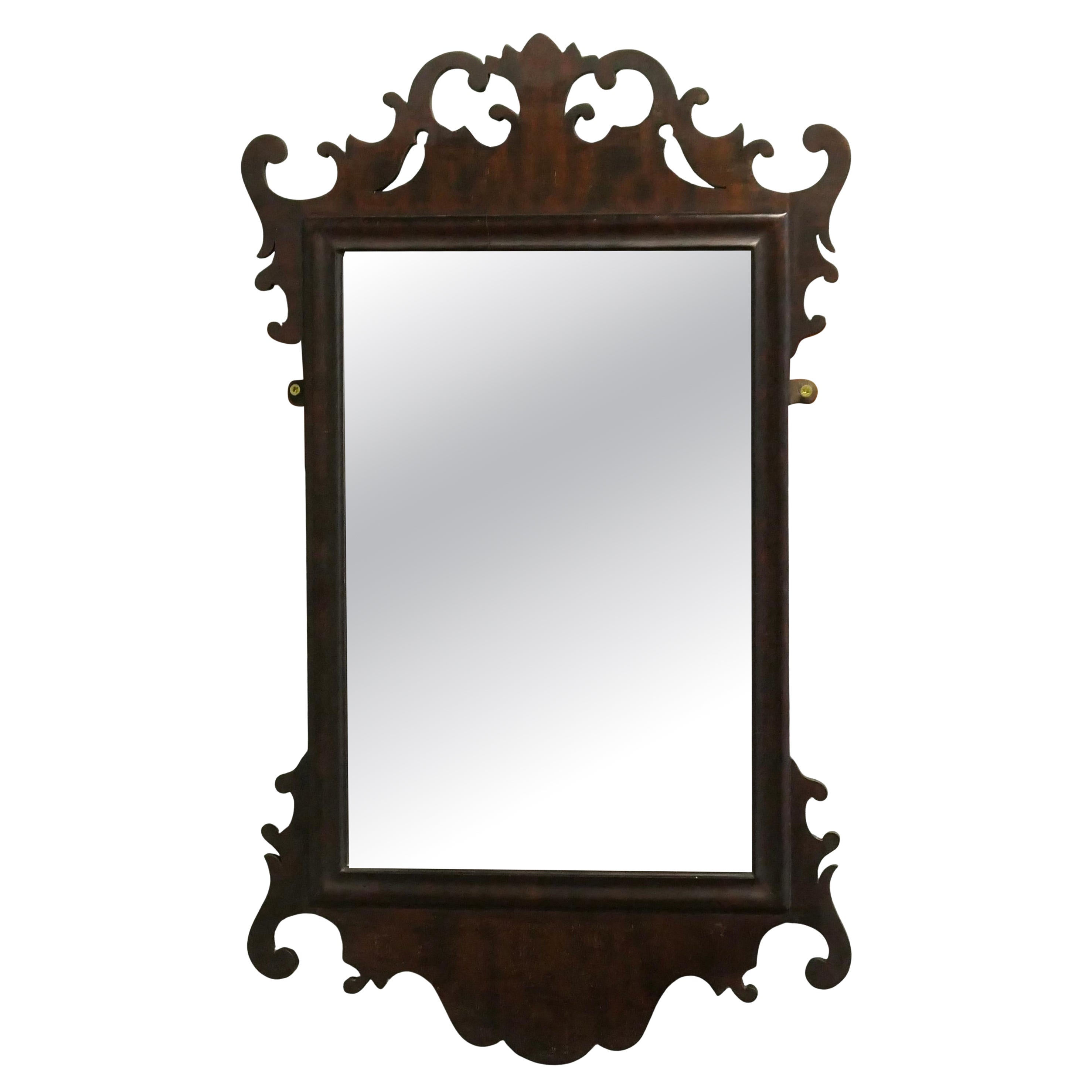 Edwardian Walnut Wall Mirror   Charming walnut wall mirror For Sale