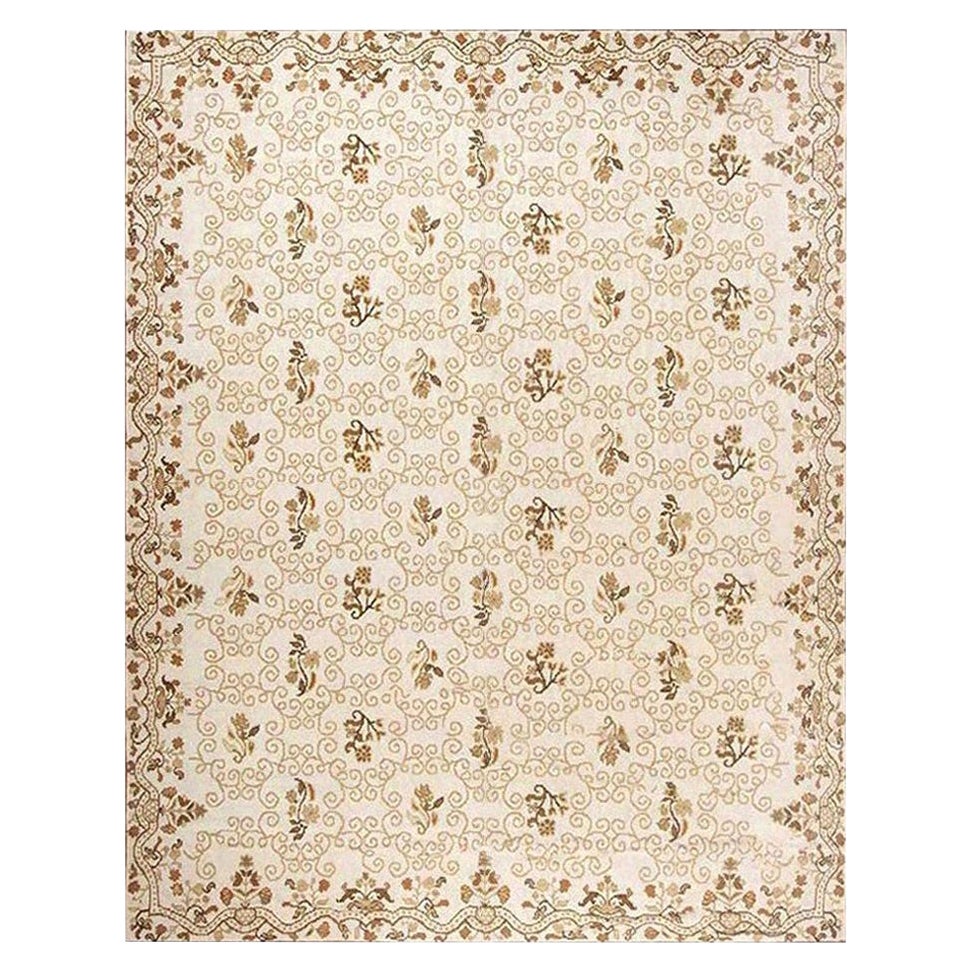 Contemporary Bessarabian Style White, Beige, Brown Wool Rug by Doris Leslie Blau