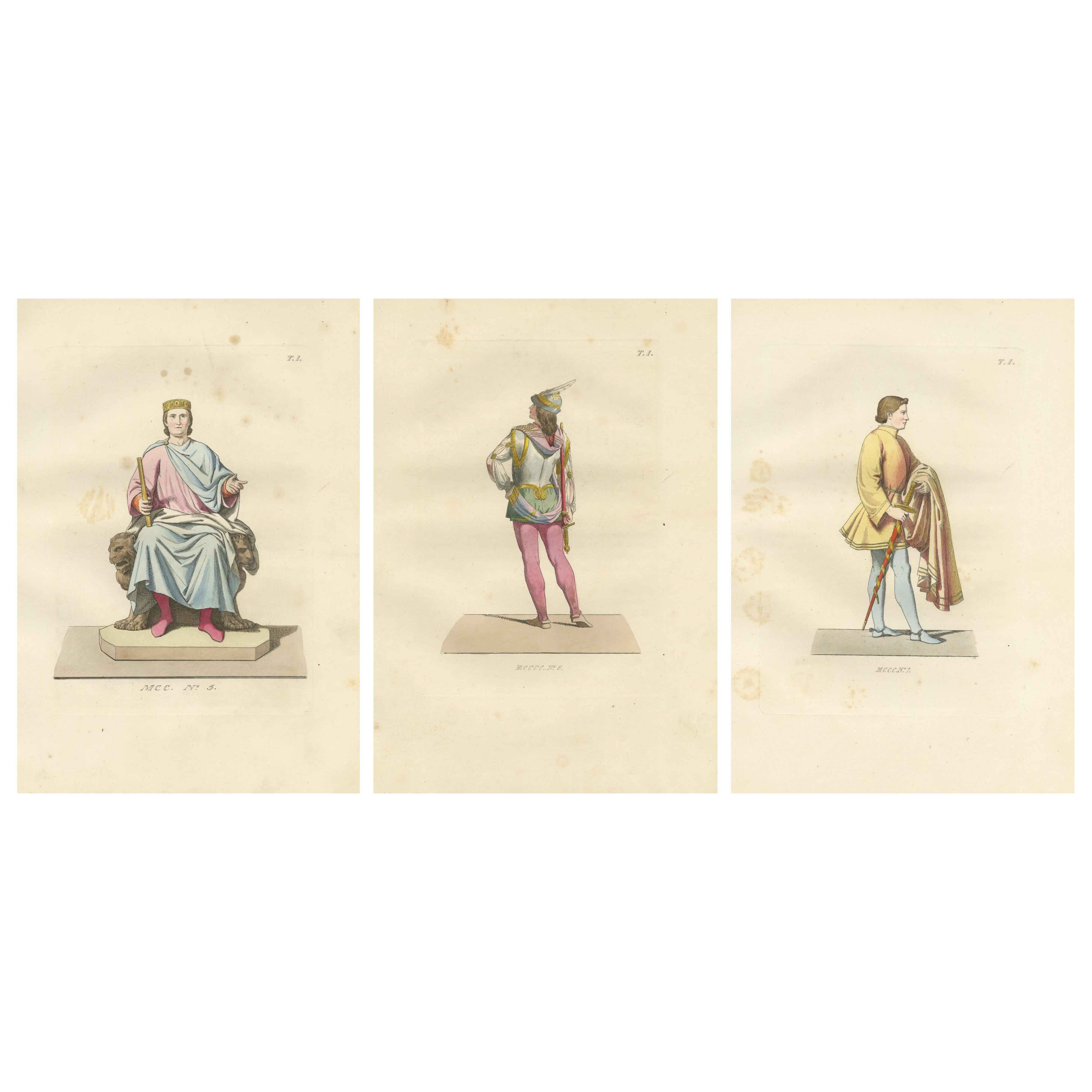 Royal and Noble Costume Prints: d'Anjou, Military Attire, Young Squire, 1845