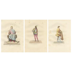 Royal and Noble Costume Prints: d'Anjou, Military Attire, Young Squire, 1845