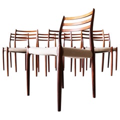 Set of 8 Niels O. Møller Model 78 Rosewood Dining Chairs