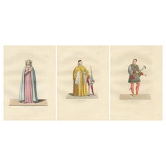 Medieval Fashion Ensemble from Rome & Venice, 14th–15th Century, Published 1845
