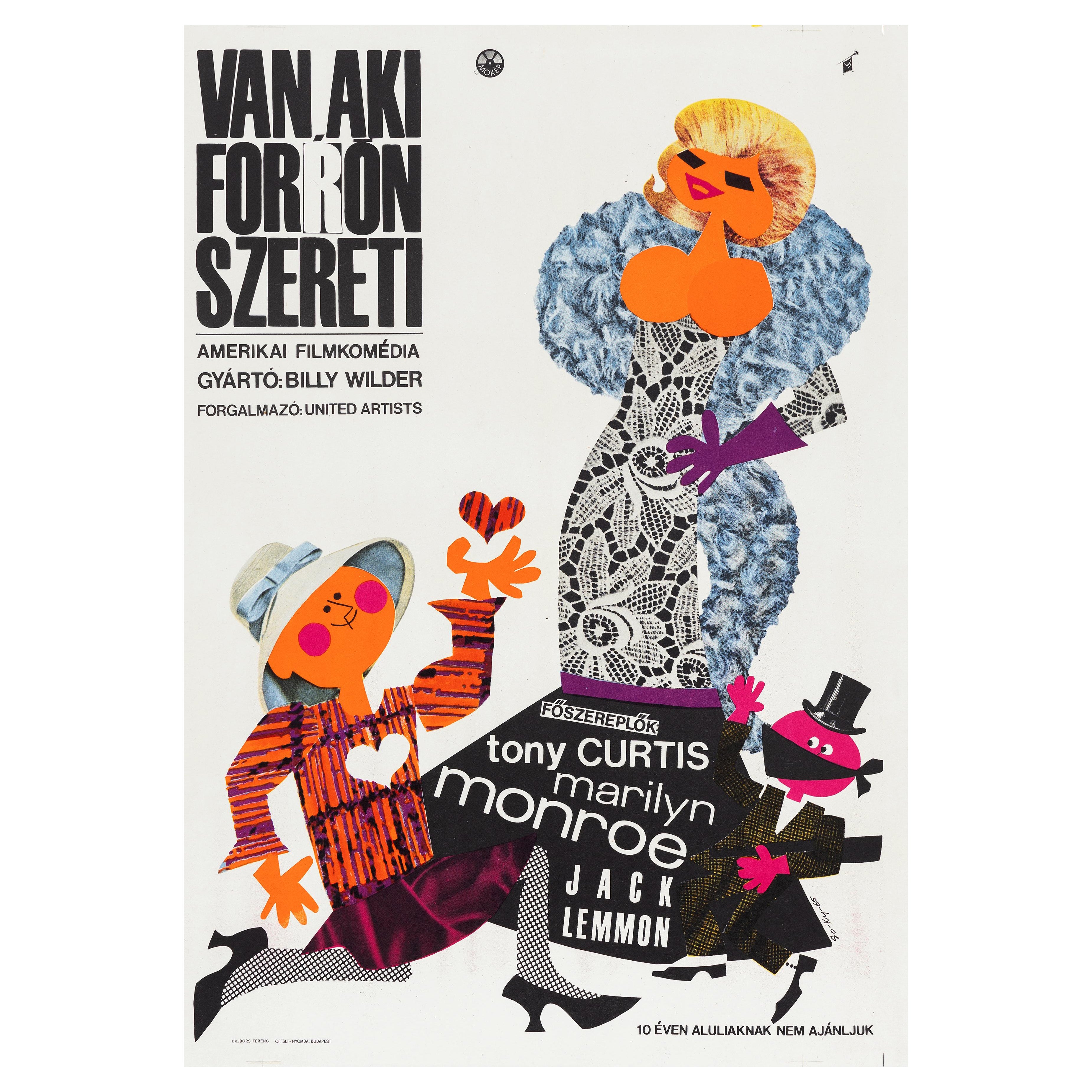 'Some like It Hot' Original Vintage Movie Poster, Hungarian, 1965