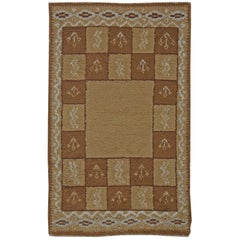 Doris Leslie Blau Vintage Swedish Pile Rug in Geometric Checkerboard Design