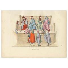 Merchant Courtroom Scene with Consuls and Petitioners in Medieval Italy, 1845