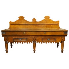 A Long Antique French Double Butcher Block Table, Billot de Boucher, Circa 1900