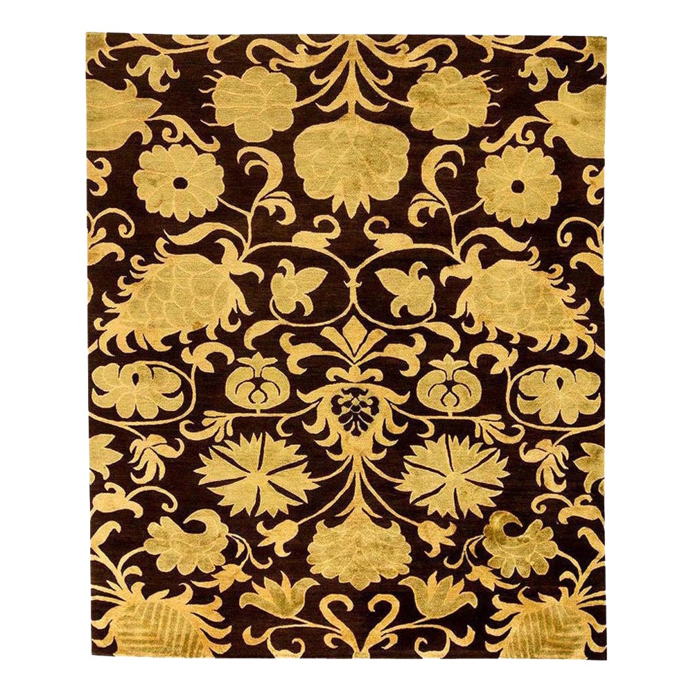 European Inspired Gold and Brown Handmade Wool Rug by Doris Leslie Blau