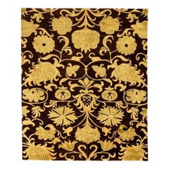 European Inspired Gold and Brown Handmade Wool Rug by Doris Leslie Blau