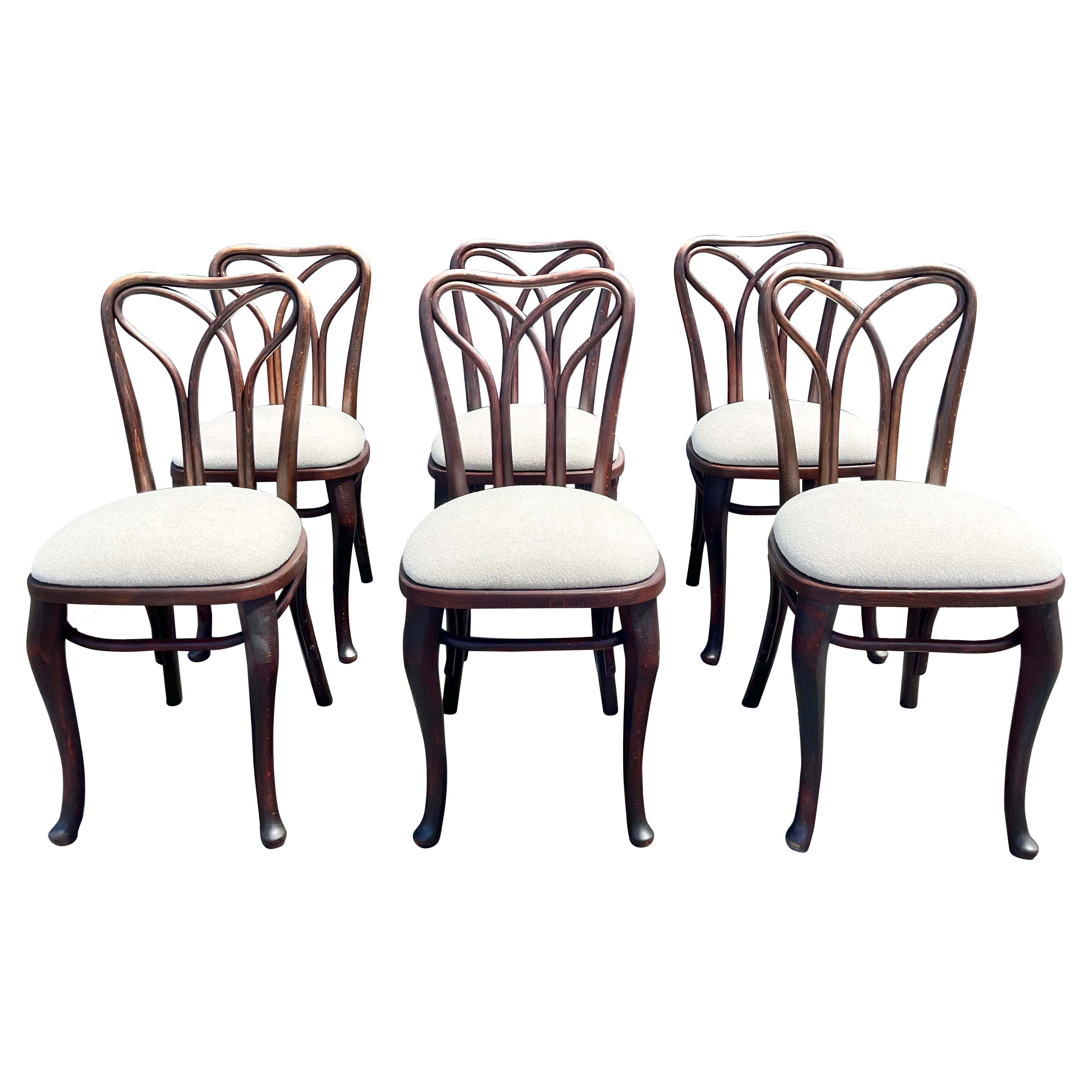 Rare Set of Six Thonet Dining Chairs For Sale