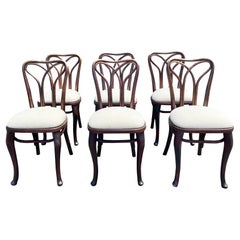 Rare Set of Six Thonet Dining Chairs