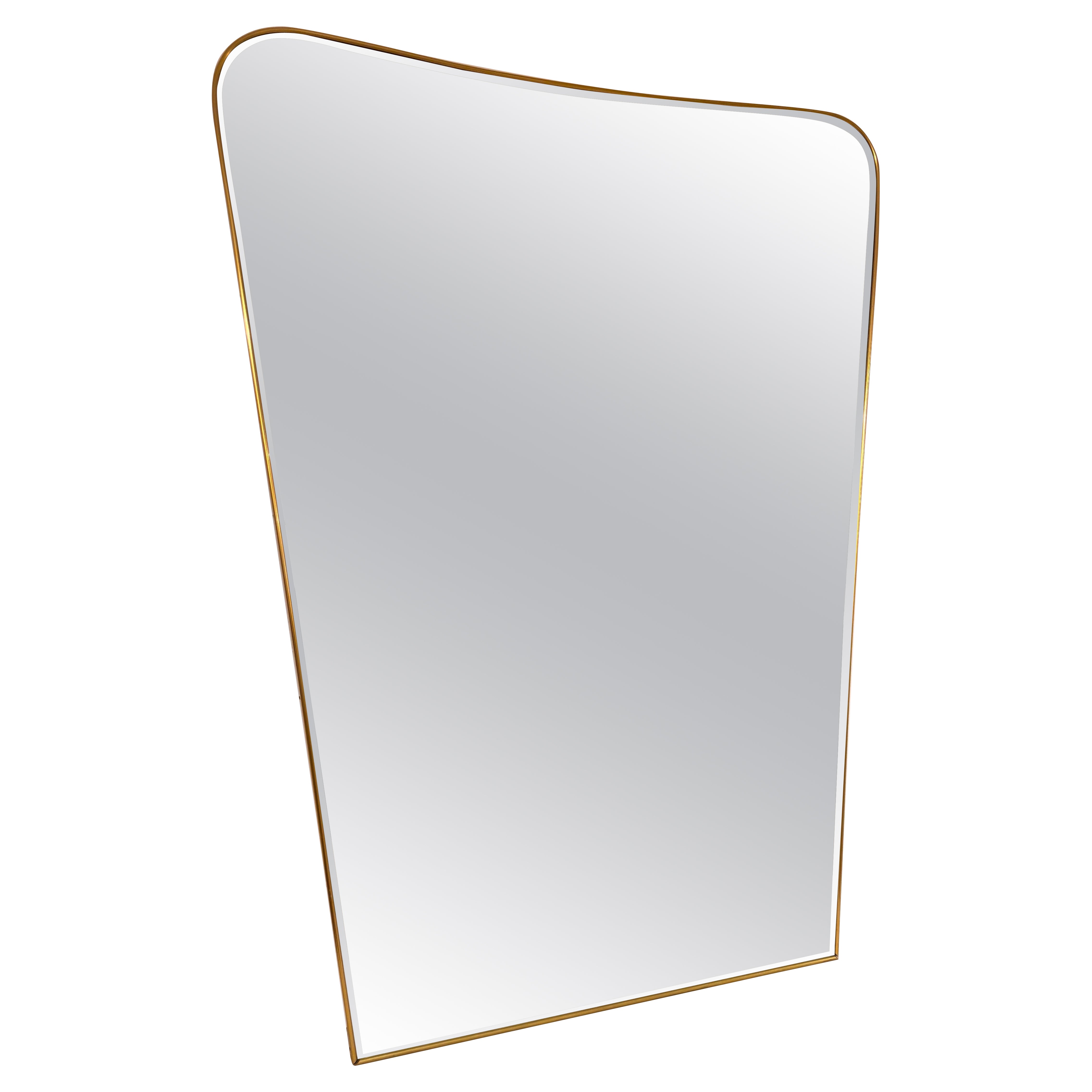 A large Italian brass & bevelled glass mirror