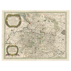 Original Spanish Brabant map with Brussels, Louvain and Antwerp quarters, c.1684