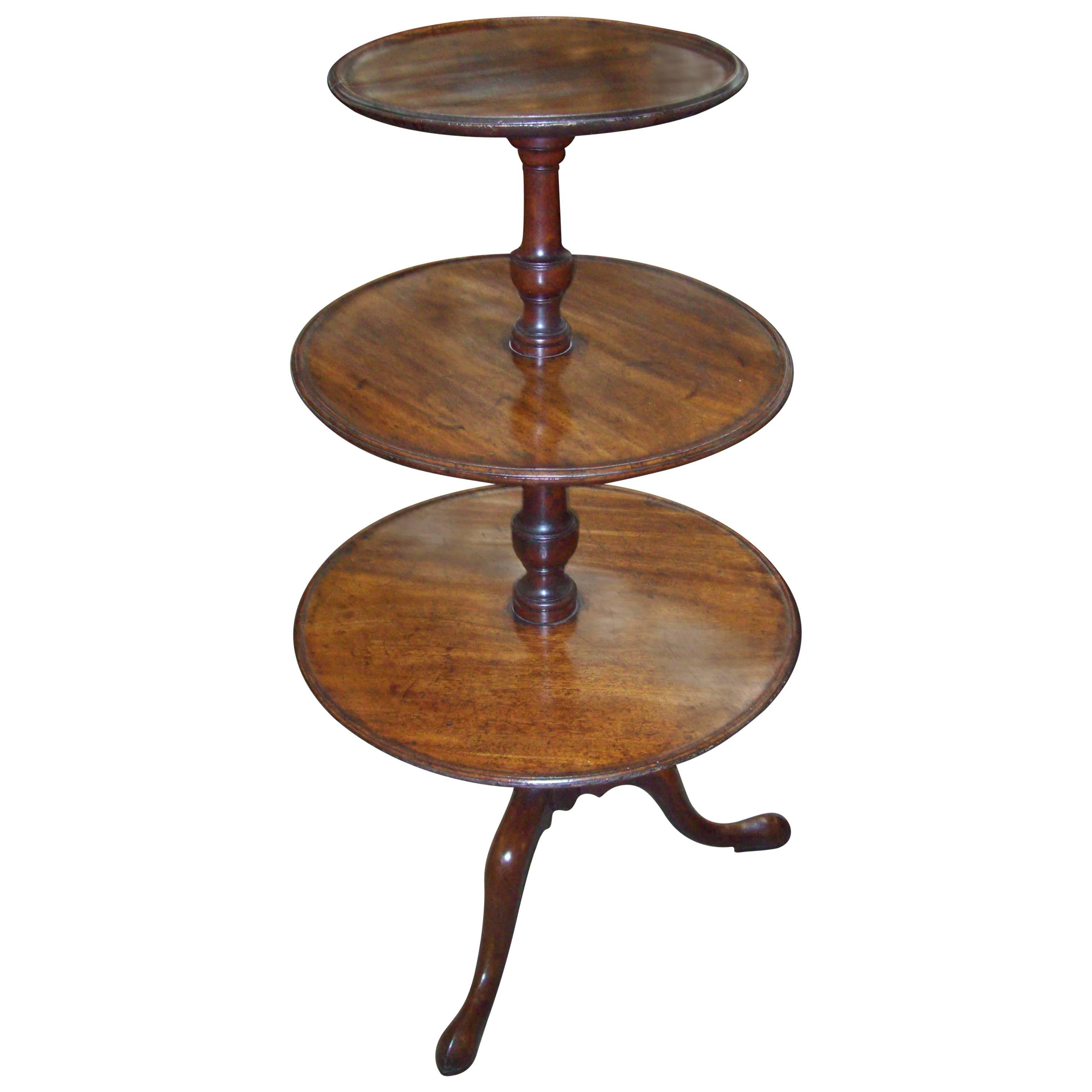 English Mahogany Three-Tier Table "Dumbwaiter" For Sale