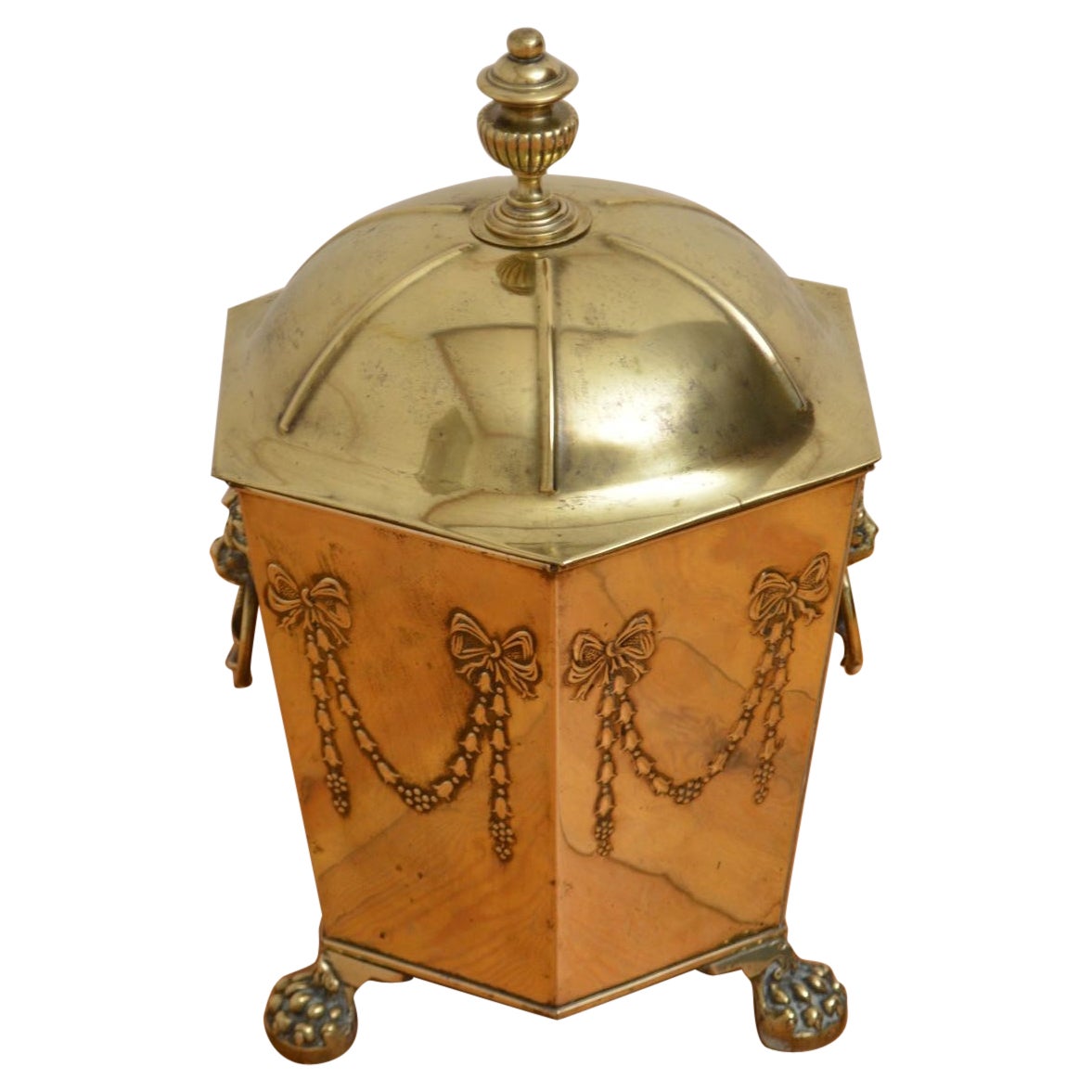 Edwardian Brass Coal Bin Plant Pot Planter For Sale