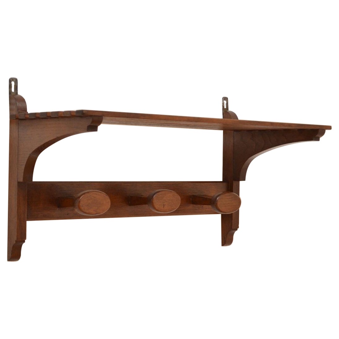 Vintage Oak Coat Rack Coat Hooks in Oak