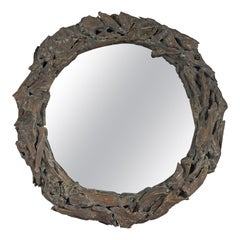 Rustic Coastal Driftwood Rondelle Wall Mirror
