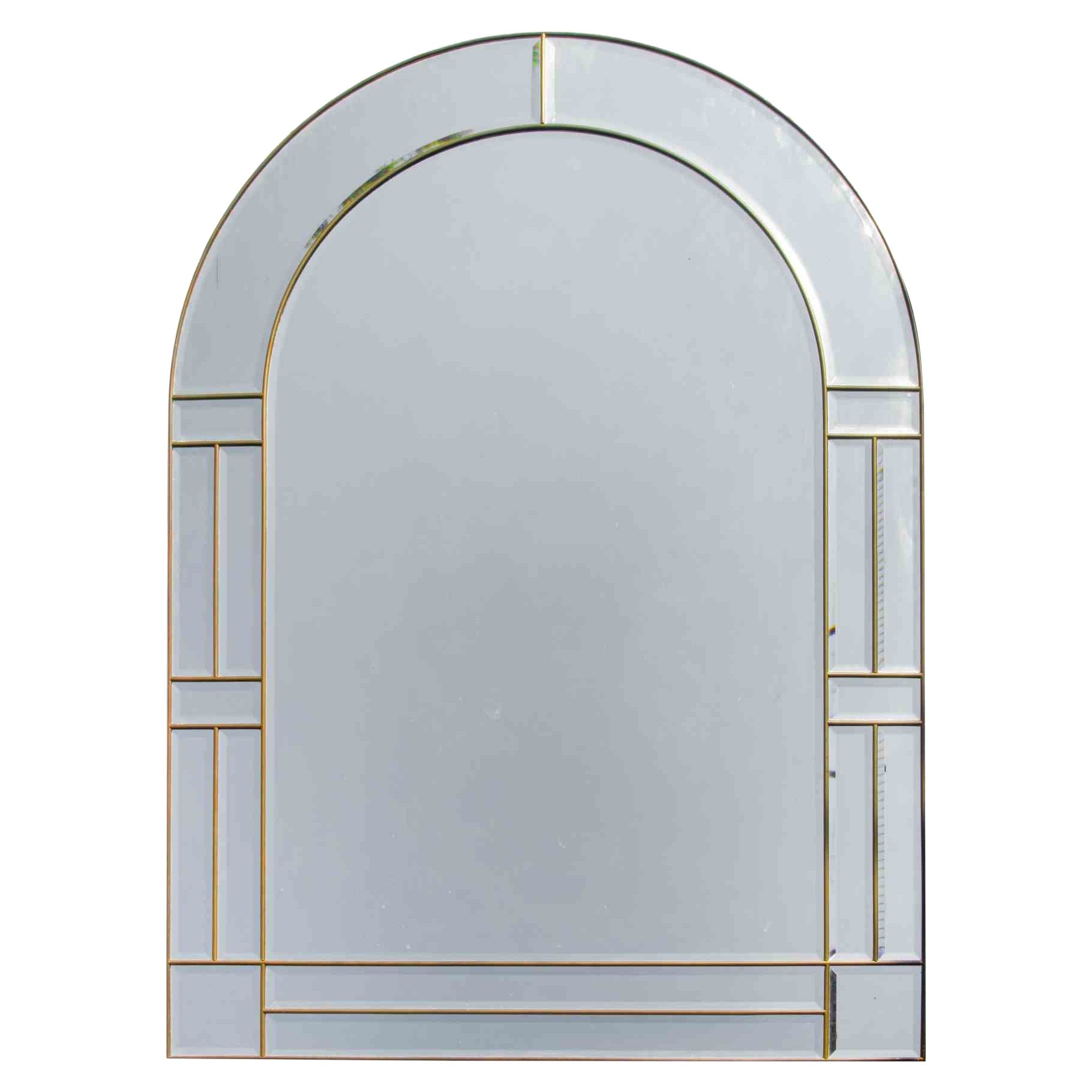 Vintage Brass Wall Mirror, Italy, 1970s