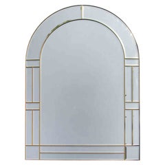 Vintage Brass Wall Mirror, Italy, 1970s