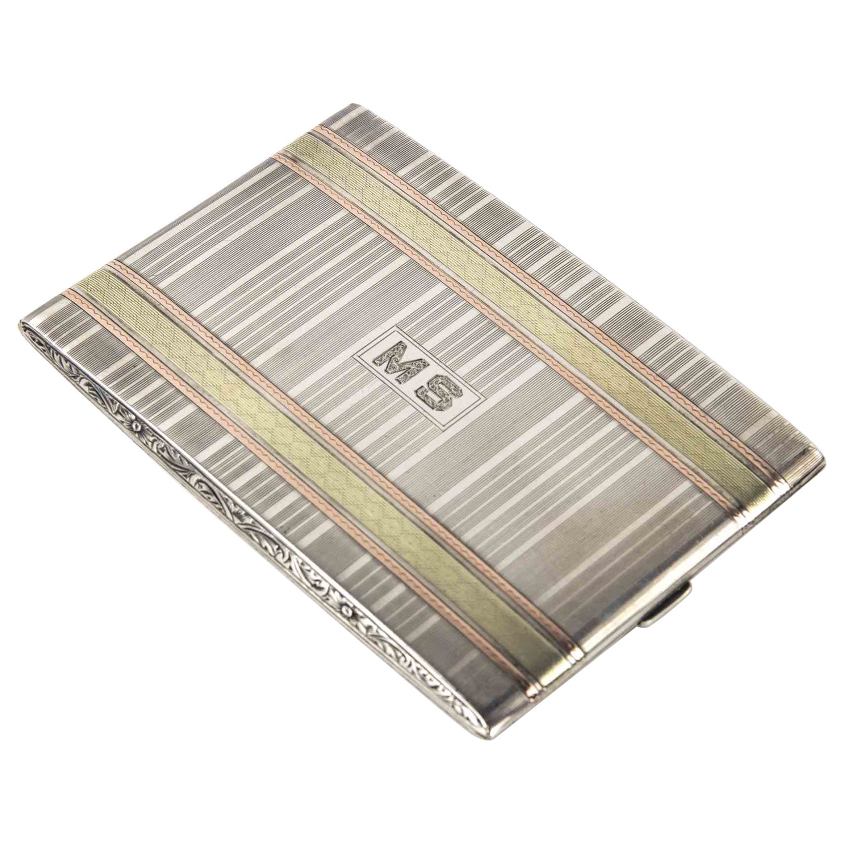 Art Deco Bliss Silver and Gold Cigarette Case, 1930s