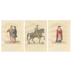 Renaissance Italian Figures: Pages, Cavalier, and Cardinal in Costume, 1845
