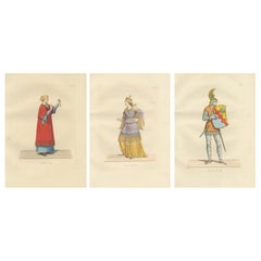 Antique Sienese Nobility and Knight of the Knot in Lavish Medieval Costume. 1845