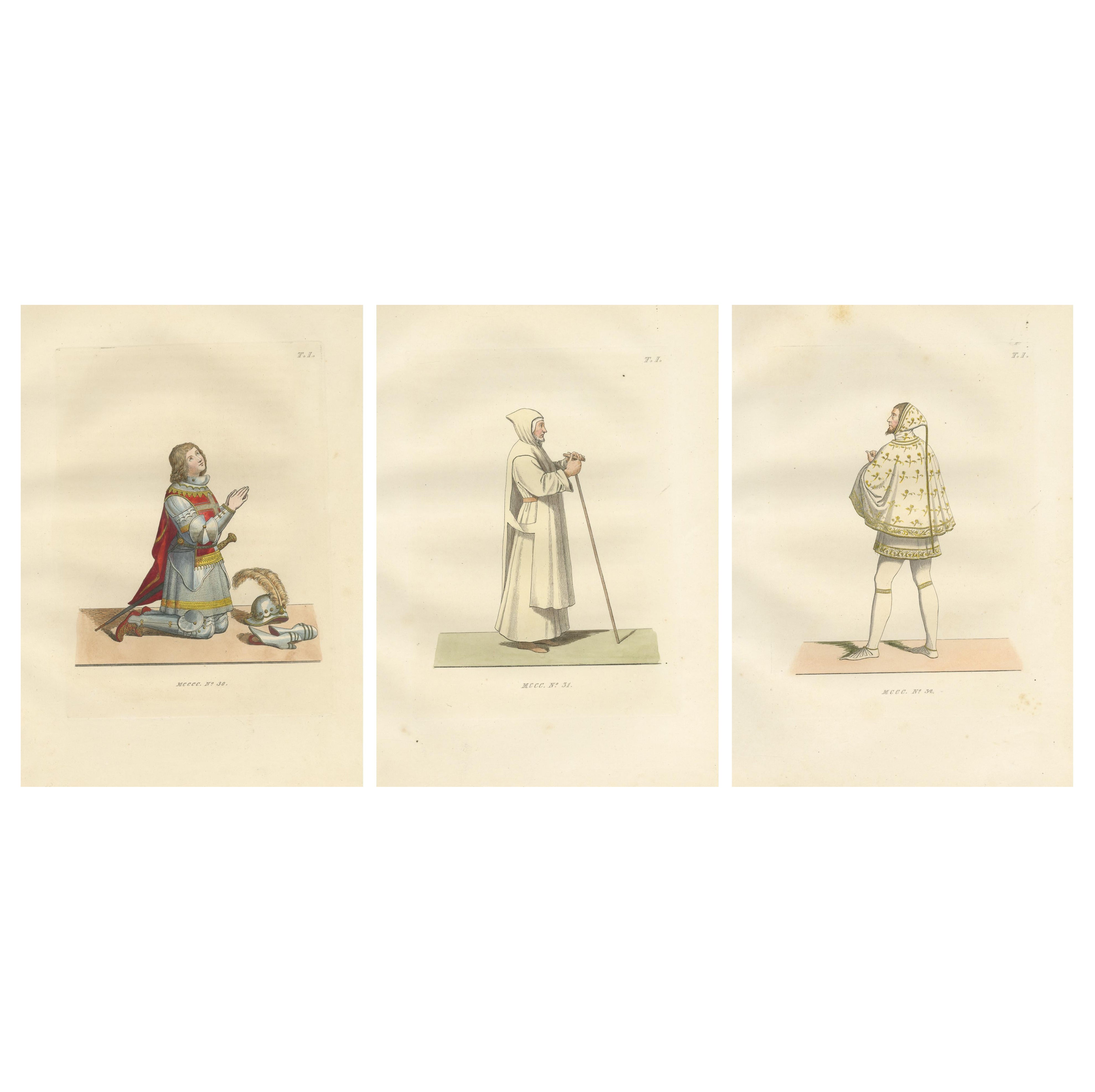 Knights and Devotion: Rhodes Knight, Monk, and Artist in Costume, Engraving 1845