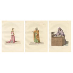 Florentine Grace, Jewish Scholar & Renaissance Notary in Costume, Print of 1845