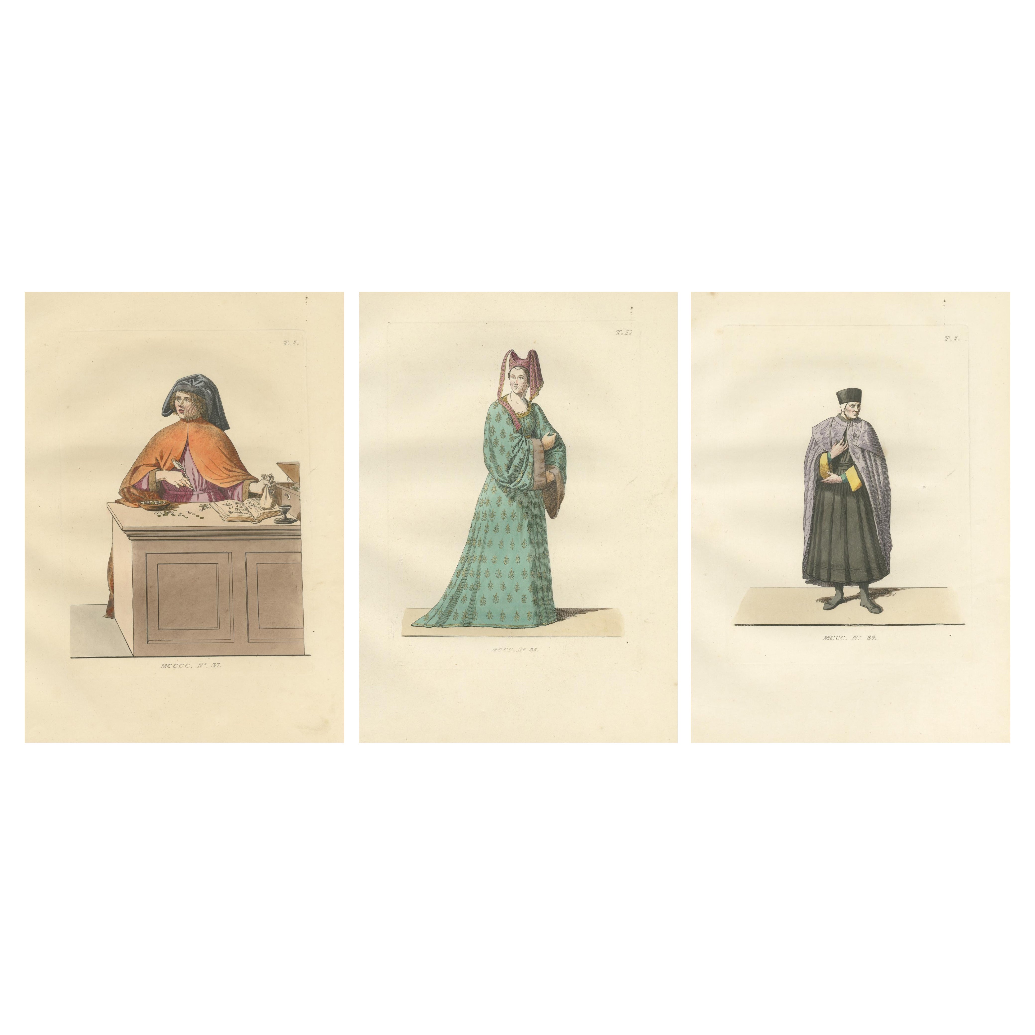 Civic Pride and Domestic Dignity in Siena: Treasurer, Matron, Rector, 1845 Print For Sale