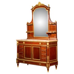 Antique Louis XVI style dressing table. Woods, etc. Guéret Frères, Paris, France, 19th c