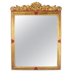 Mirror with carved, gilded, polychrome and engraved wooden frame - 18th century