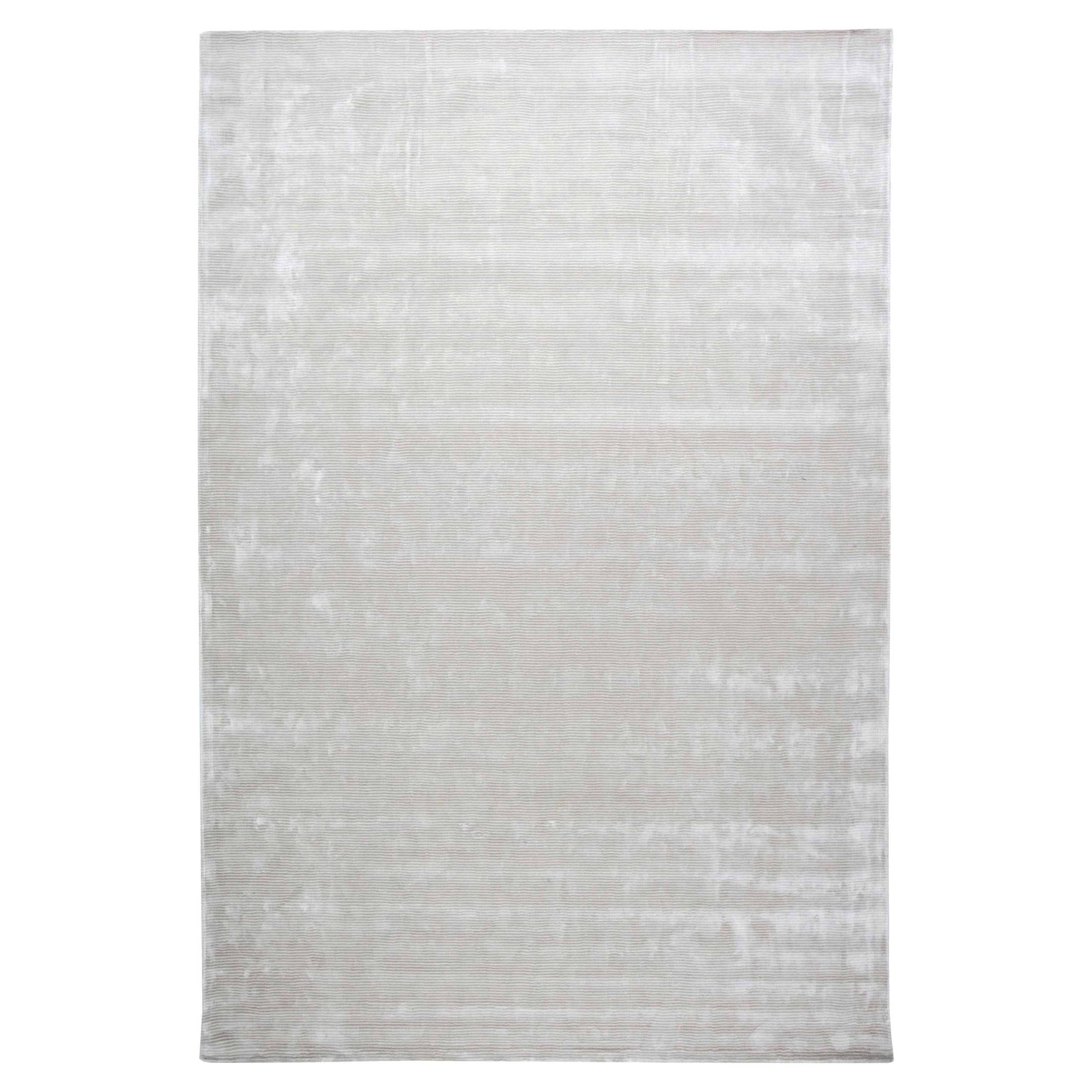 Tapis Contemporary Striped Silver Handmade Wool par Doris Leslie Blau en vente