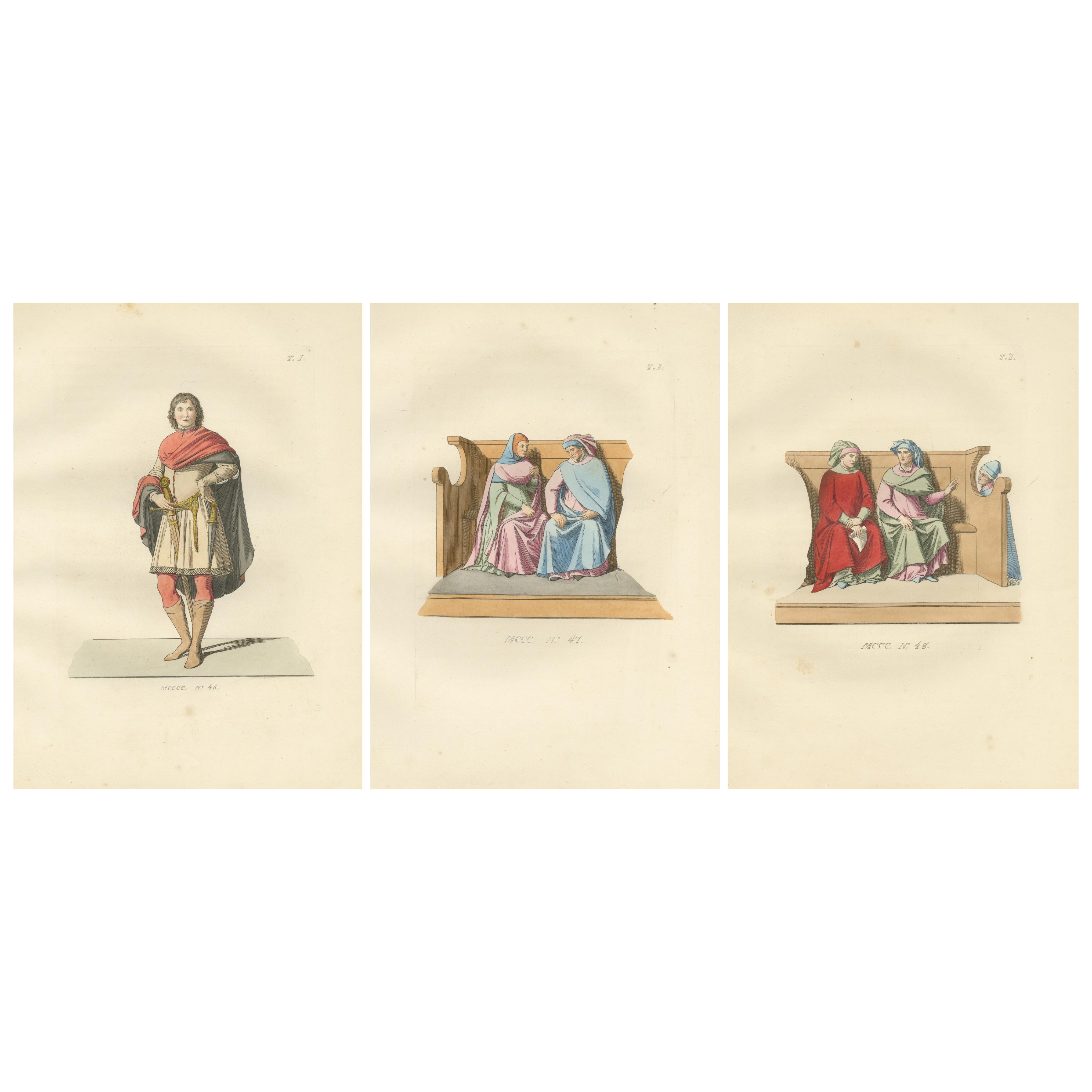 Military and Judicial Costumes from Medieval Italian Society - Published in 1845